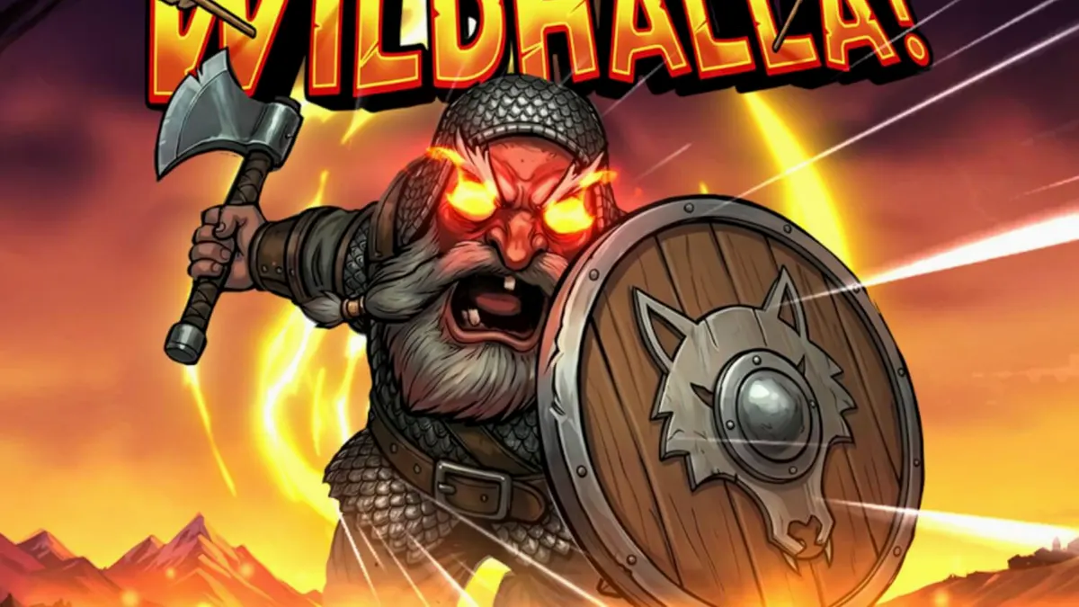 Cenário épico de batalha viking no slot Wildhalla